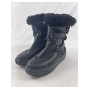 Geox Kaula B ABX Amphibiox Respira Womens Black Leather Faux Fur Winter Boots 8